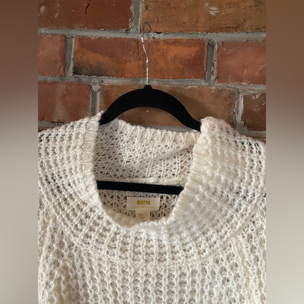 ANTHROPOLOGIE MAEVE Dionne bell sleeve sweater ivory size small - Picture 4 of 11